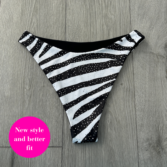 Zebra Mid Rise Cheeky Bikini Bottoms