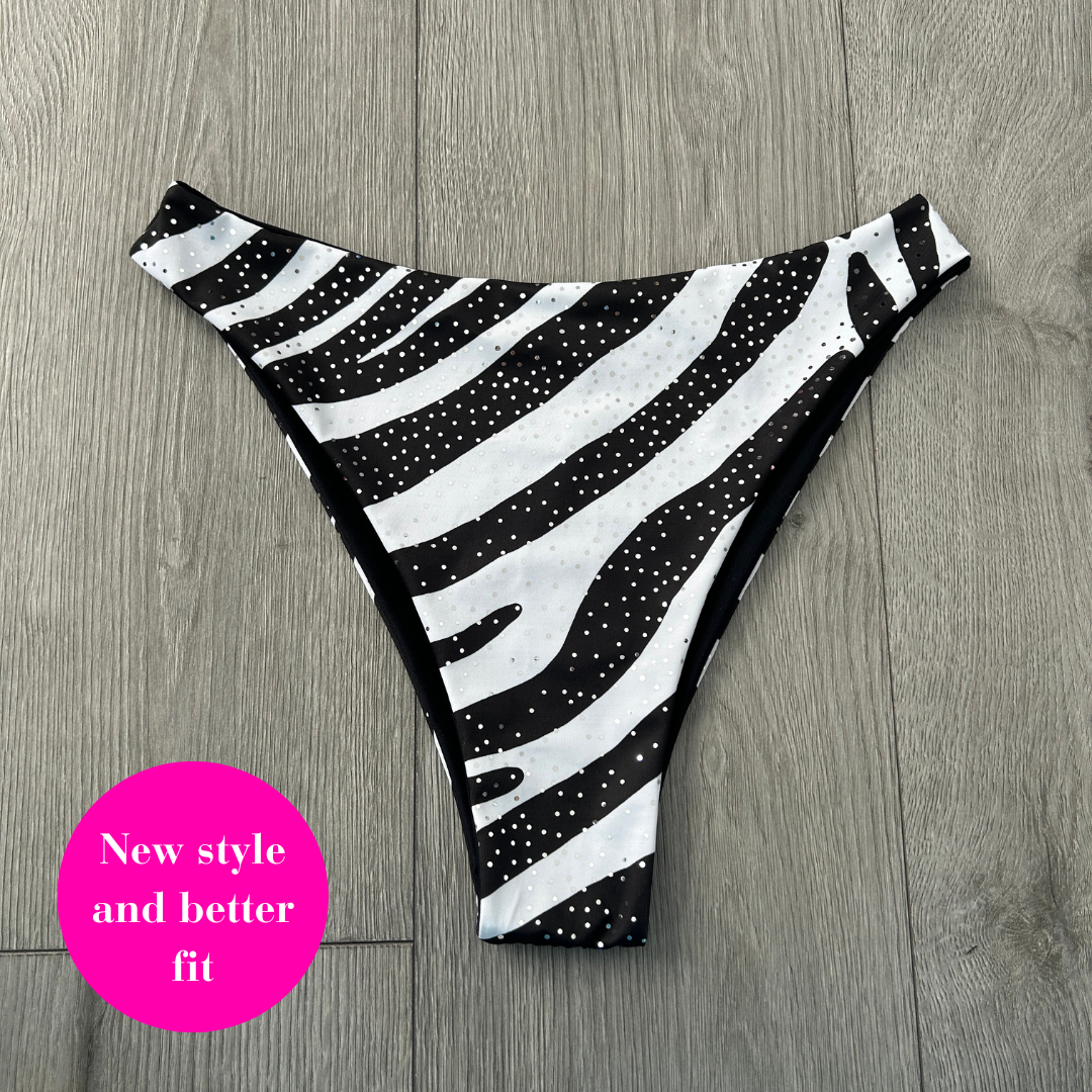 Zebra Mid Rise Cheeky Bikini Bottoms