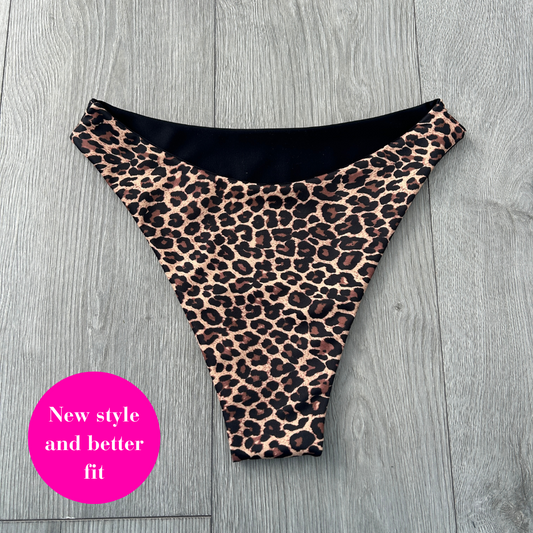 Leopard Mid Rise Cheeky Bikini Bottoms