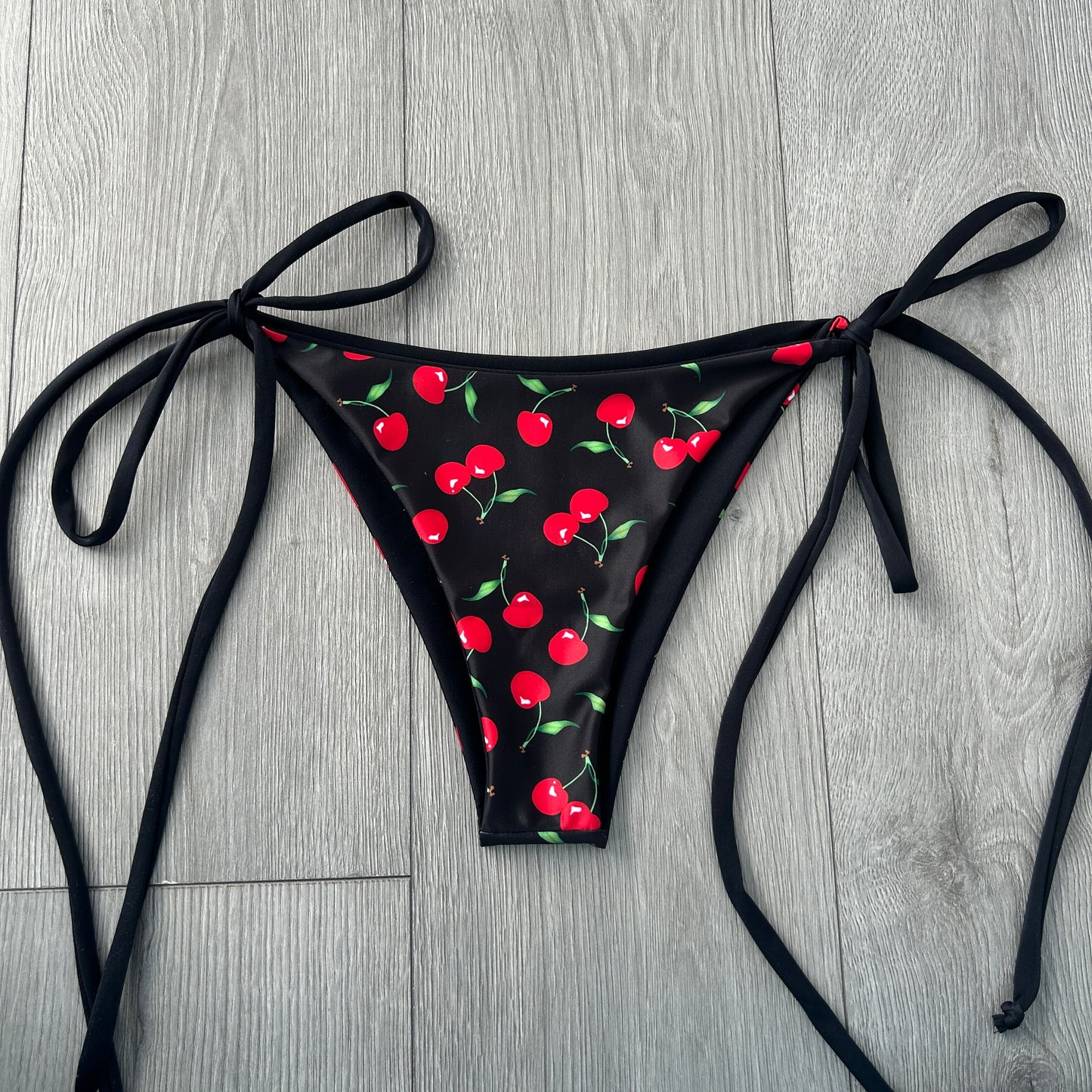 Black Cherry Side Tie Bikini Bottoms