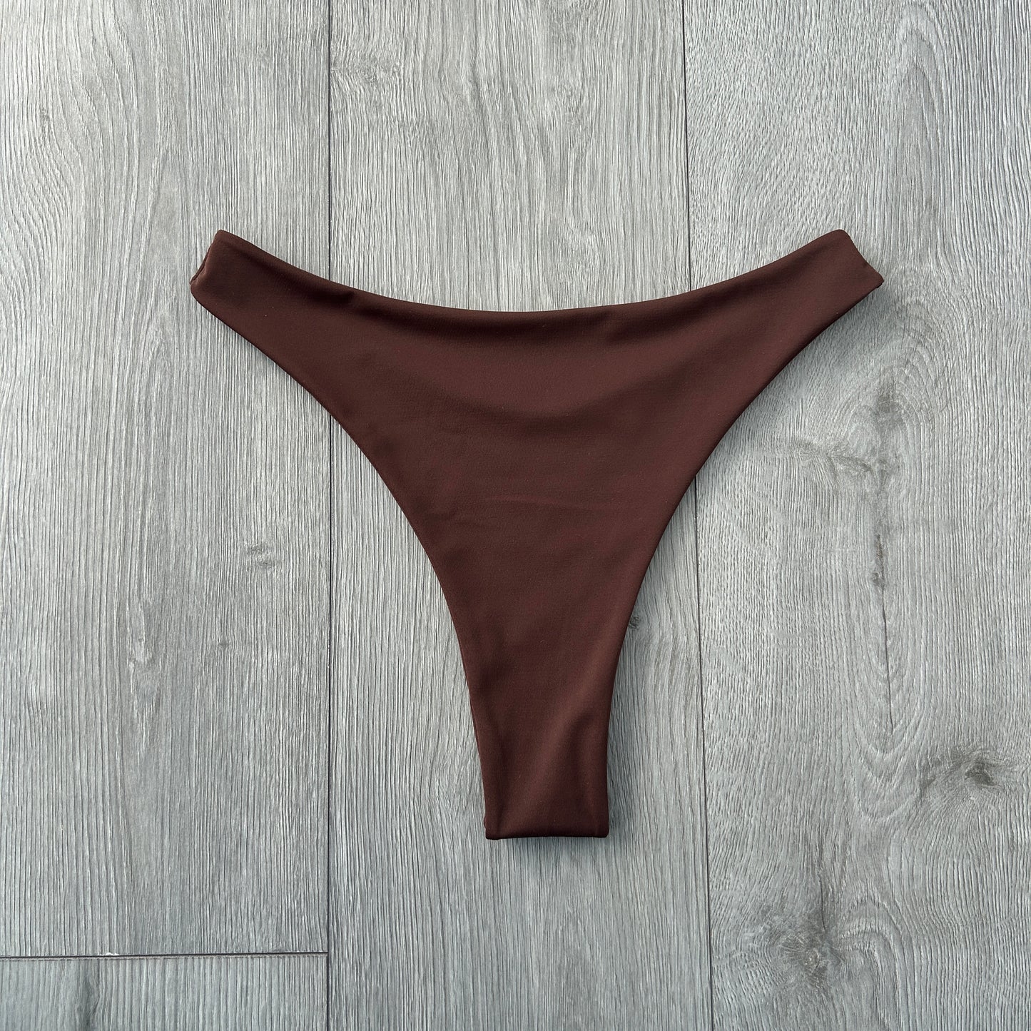 Chocolate Mid Rise Thong Bikini Bottoms