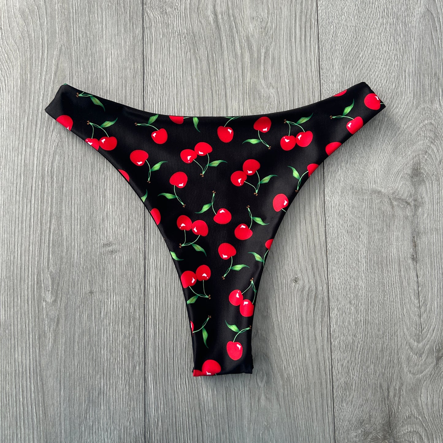 Black Cherry Mid Rise Thong Bikini Bottoms