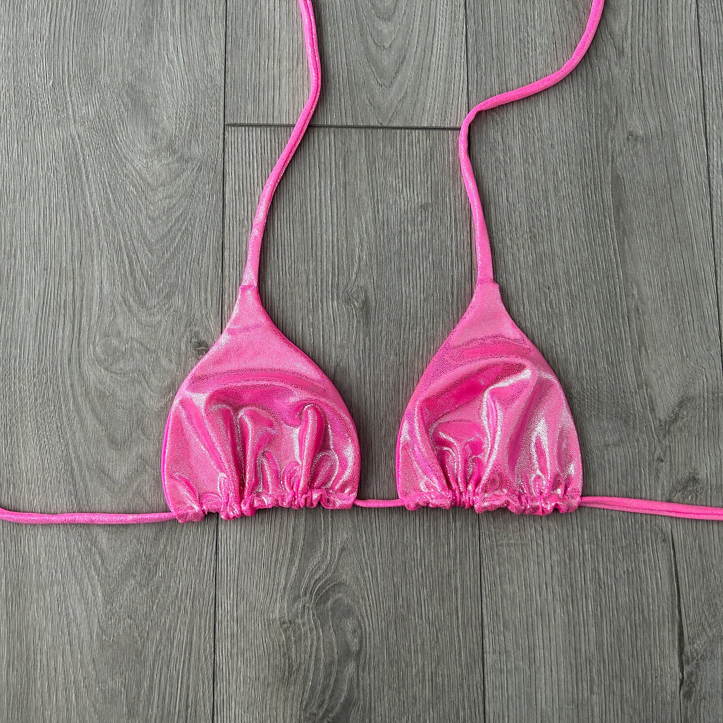 Pink Iridescent Triangle Bikini Top - Size 12