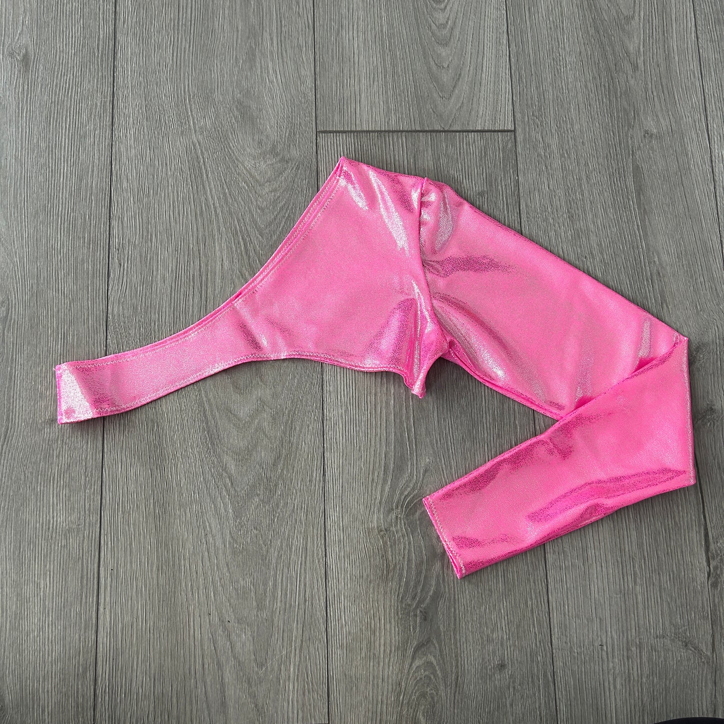 Pink Iridescent Extreme Crop Top One Long Sleeve - Size 10