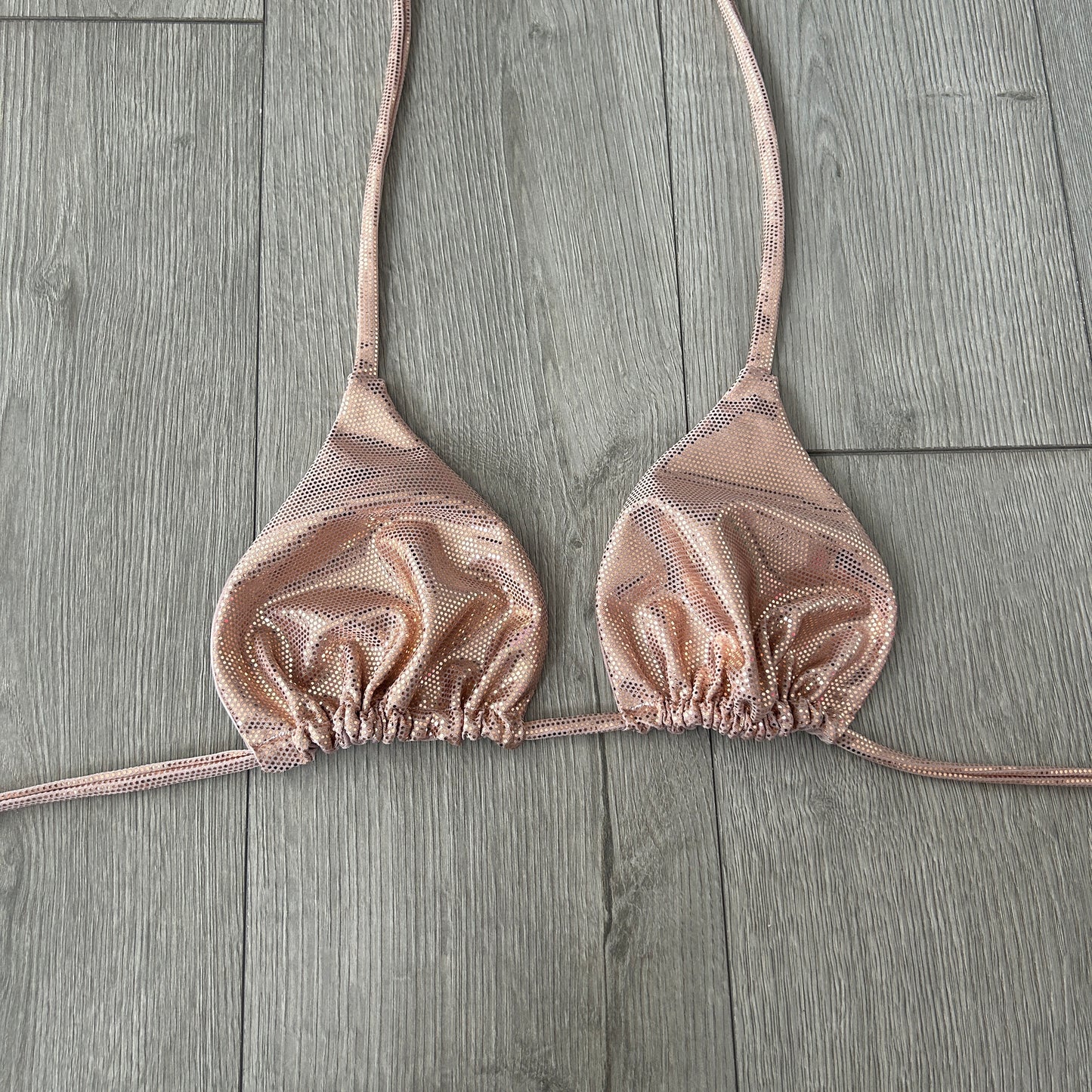 Champagne Sparkle Triangle Bikini Top - Size 8