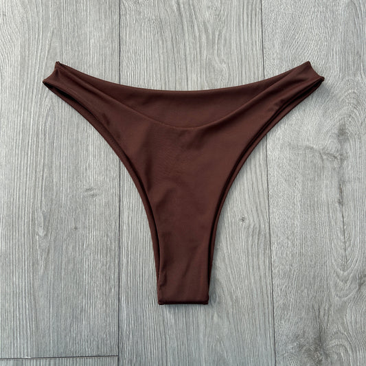 Chocolate Mid Rise Thong Bikini Bottoms