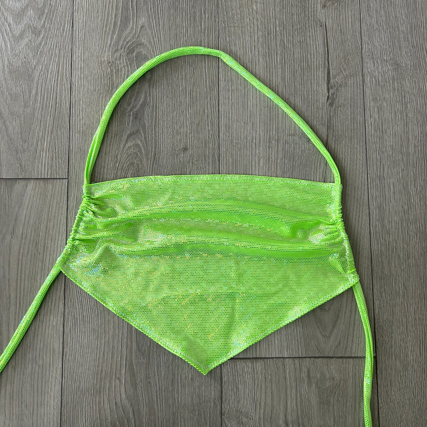 Green Sparkle Handkerchief Halterneck Top - Size 10