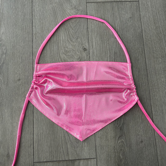 Pink Iridescent Handkerchief Halterneck Top - Size 10