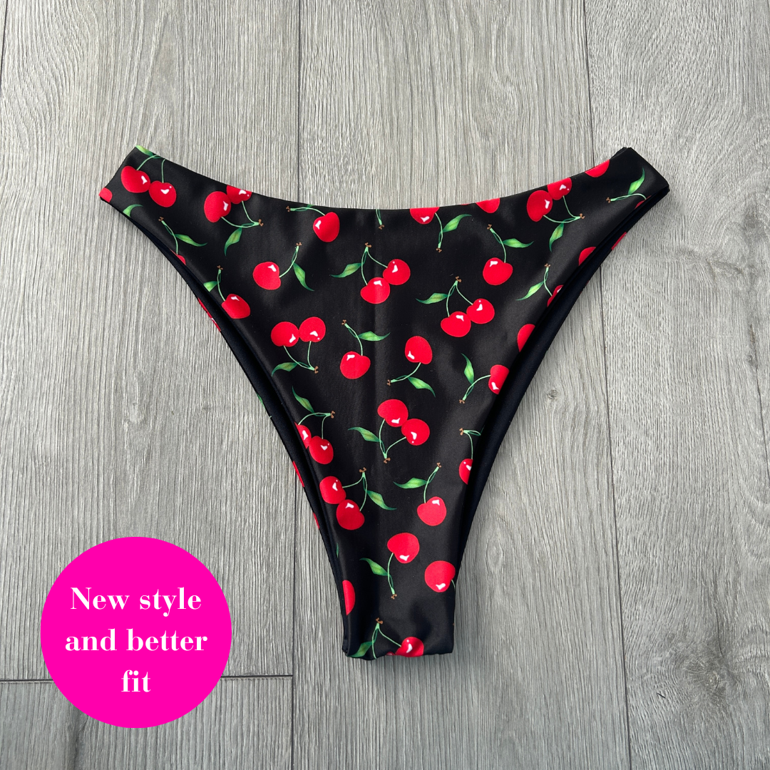 Black Cherry Mid Rise Cheeky Bikini Bottoms
