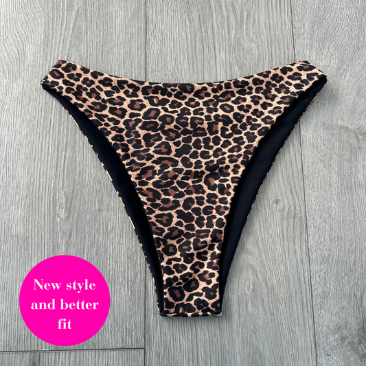 Leopard Mid Rise Cheeky Bikini Bottoms