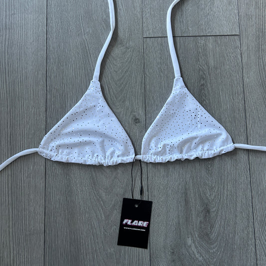 White Sparkle Triangle Bikini Top - Size 12