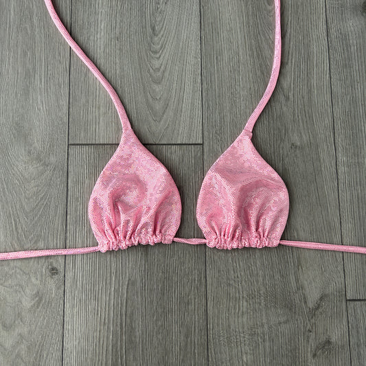 Pink Sparkle Triangle Bikini Top - Size 6
