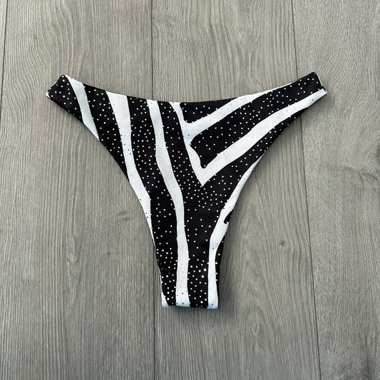 Zebra Mid Rise Thong Bikini Bottoms