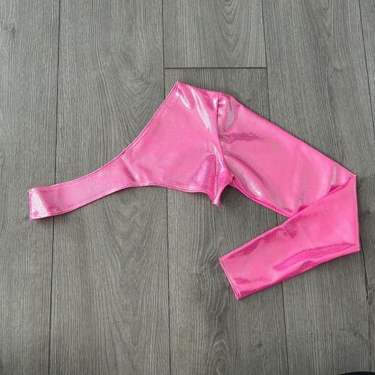 Pink Iridescent Extreme Crop Top One Long Sleeve - Size 10