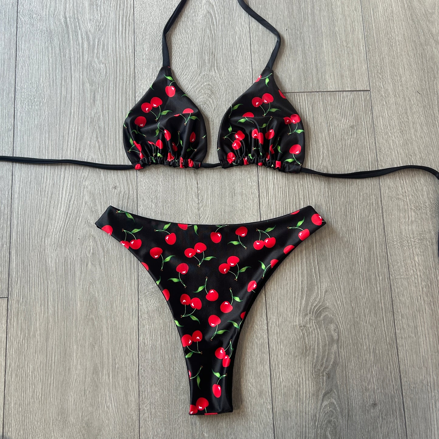 Black Cherry Mid Rise Thong Bikini