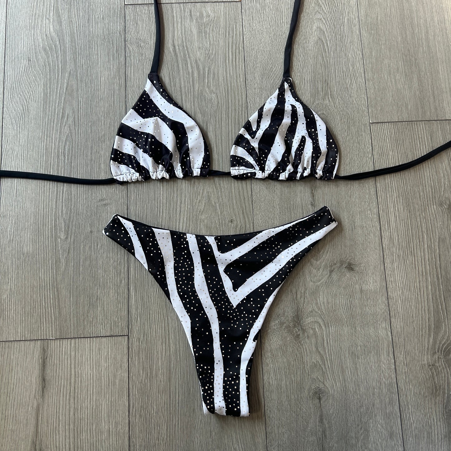 Zebra Mid Rise Thong Bikini