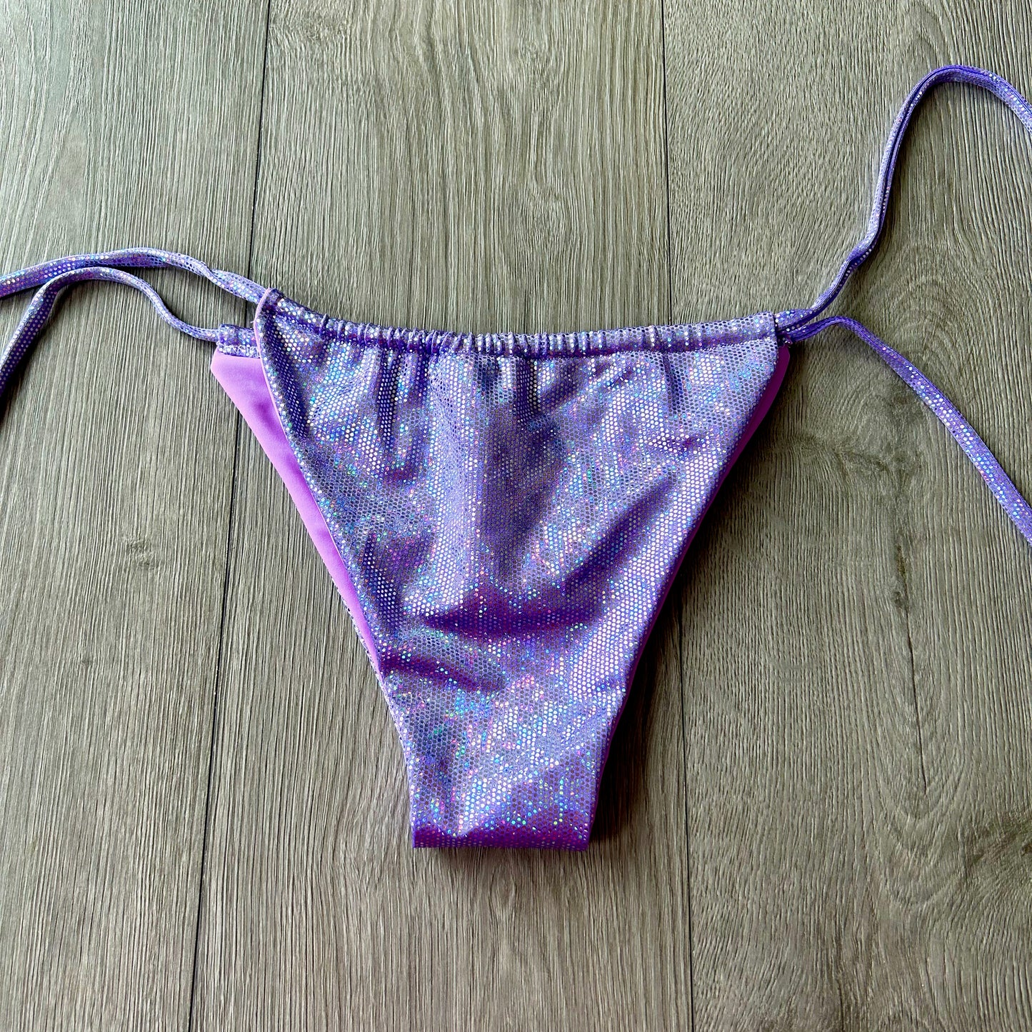 Purple Sparkle String Bikini Bottoms Medium Coverage flareeuk